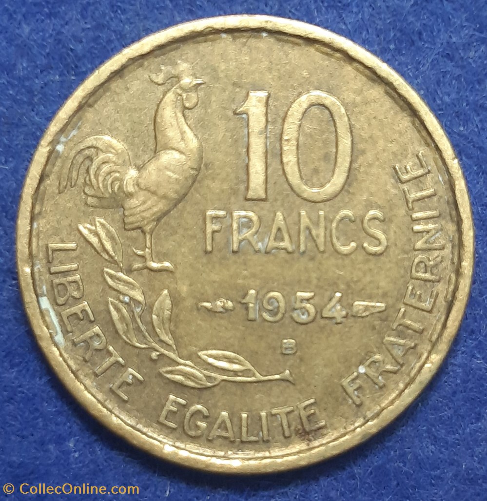 1954 B - 10 francs monnaies monde france 1954 b 10 francs