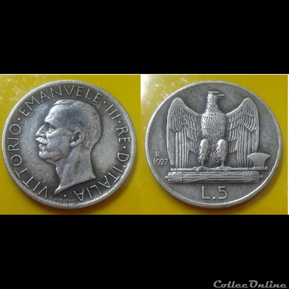 Italie - 5 lire 1927 monnaie monde italie 5 lire 1927