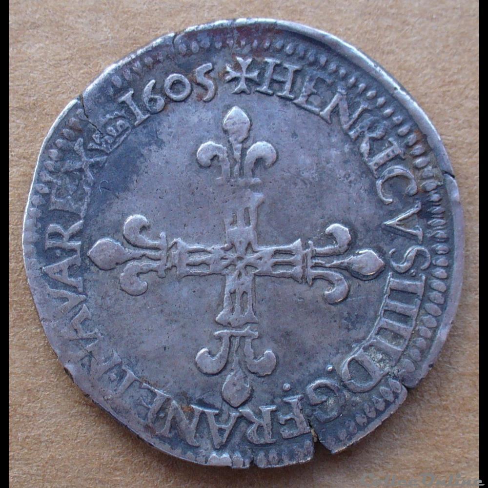 monnaies europe medievale france royales 1605 henri iv quart ecu