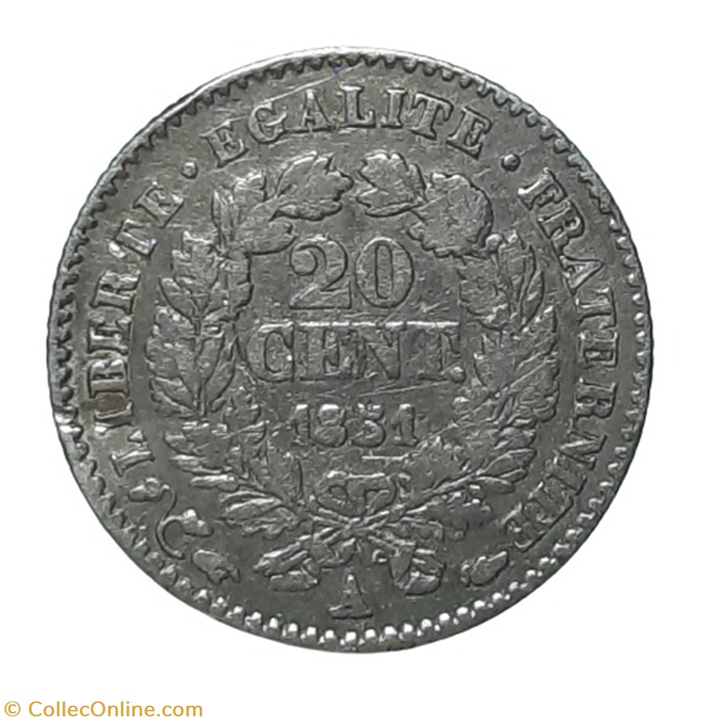 1851 A - 20 centimes monnaies monde france 1851 a 20 centimes