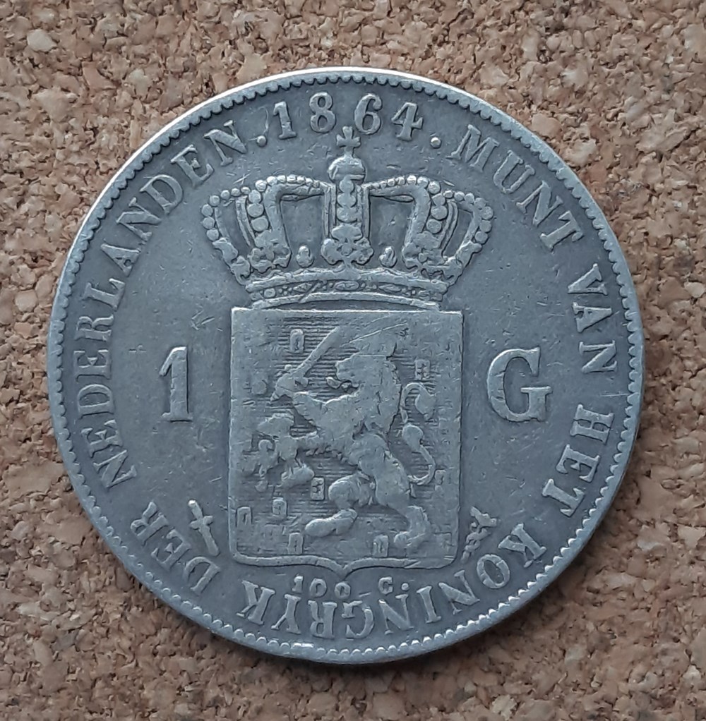 PAYS-BAS - 1 gulden 1864 monnaies monde pays bas 1 gulden 1864