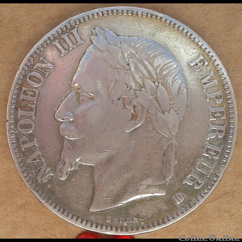 monnaies monde france 1868 bb 5 francs