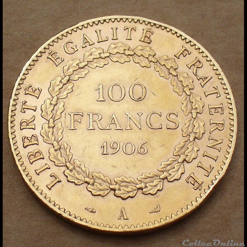 1906 - 100 francs OR monnaies france modernes 1906 100 francs or