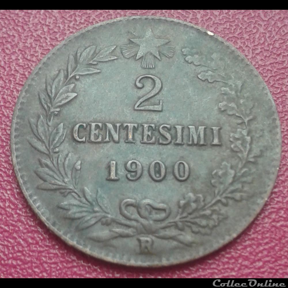 Italie - 2 centesimi 1900 R monnaie monde italie 2 centesimi 1900 r