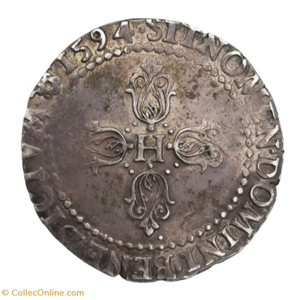 monnaies europe medievale france royales 1594 henri iv demi franc