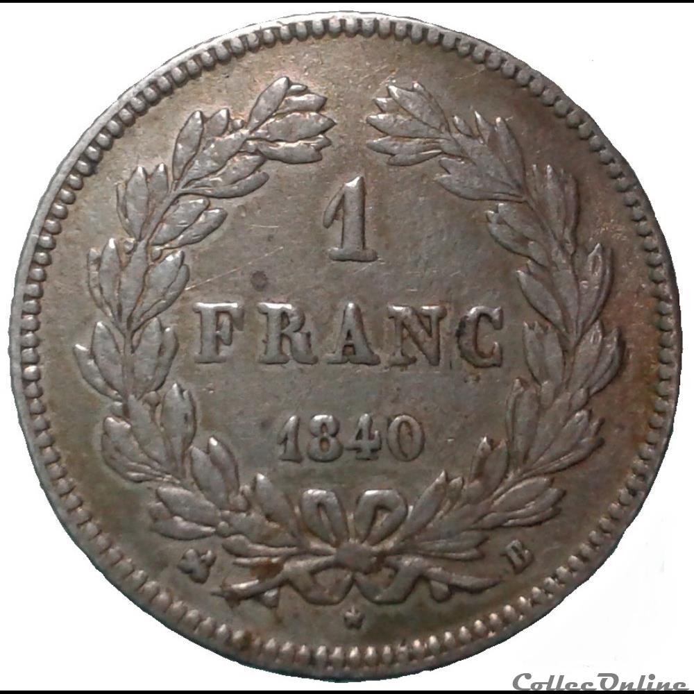 1840 - 1 franc 3 monnaies monde france 1840 1 franc