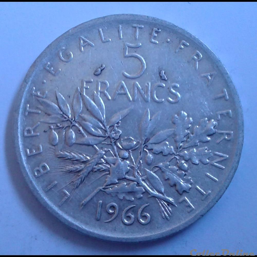 1966 - 5 Francs monnaies monde france 1966 5 francs
