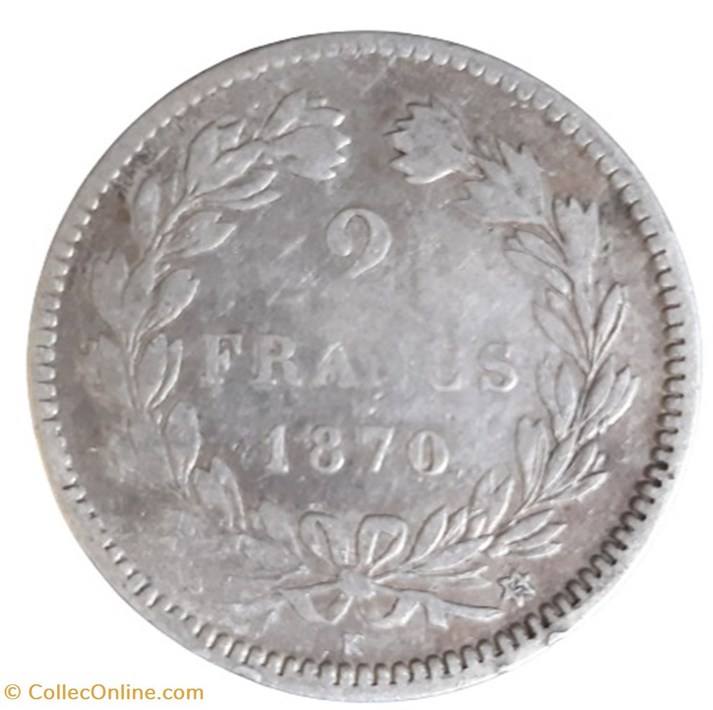 1870 K - 2 francs monnaies monde france 1870 k 2 francs