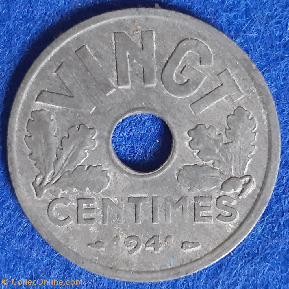 1941 - VINGT centimes monnaies monde france 1941 vingt centimes