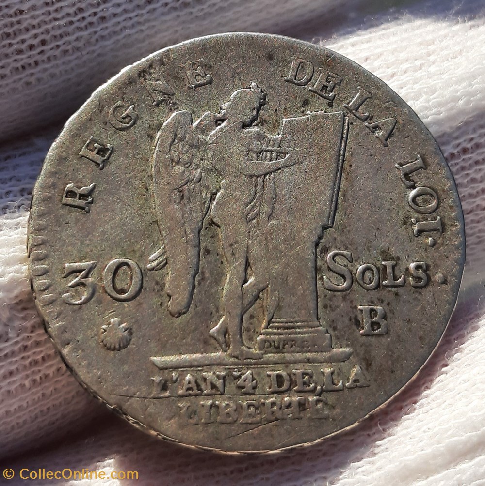1792 - 30 sols Francois 3 monnaies monde france 1792 30 sols francois
