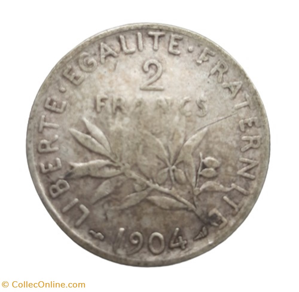 1904 - 2 francs monnaies monde france 1904 2 francs