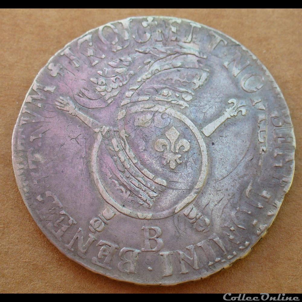1701 - Ecu aux insignes monnaies europe medievale france royales 1701 ecu aux insignes