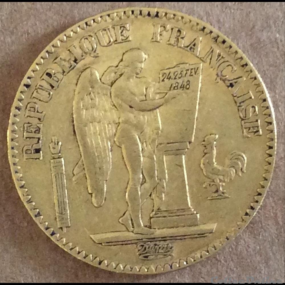 monnaies france 1848 a 20 francs or