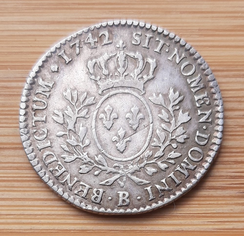 monnaies europe medievale france royales 1742 1 5eme ecu au bandeau