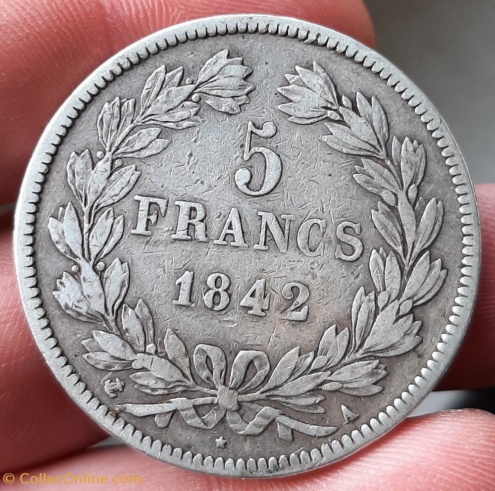 1842 A - 5 francs Louis Philippe Ier monnaies france modernes 1842 a 5 francs louis philippe ier