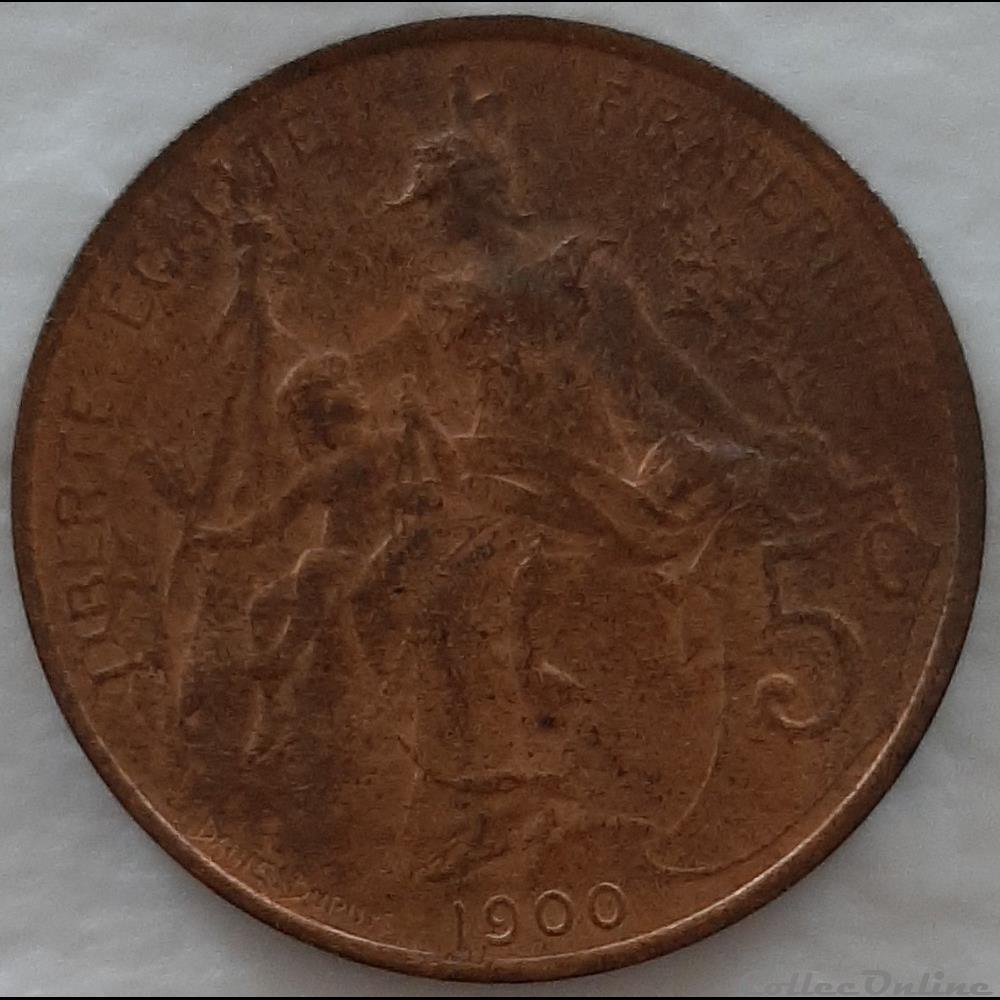 1900 - 5 centimes monnaies monde france 1900 5 centimes