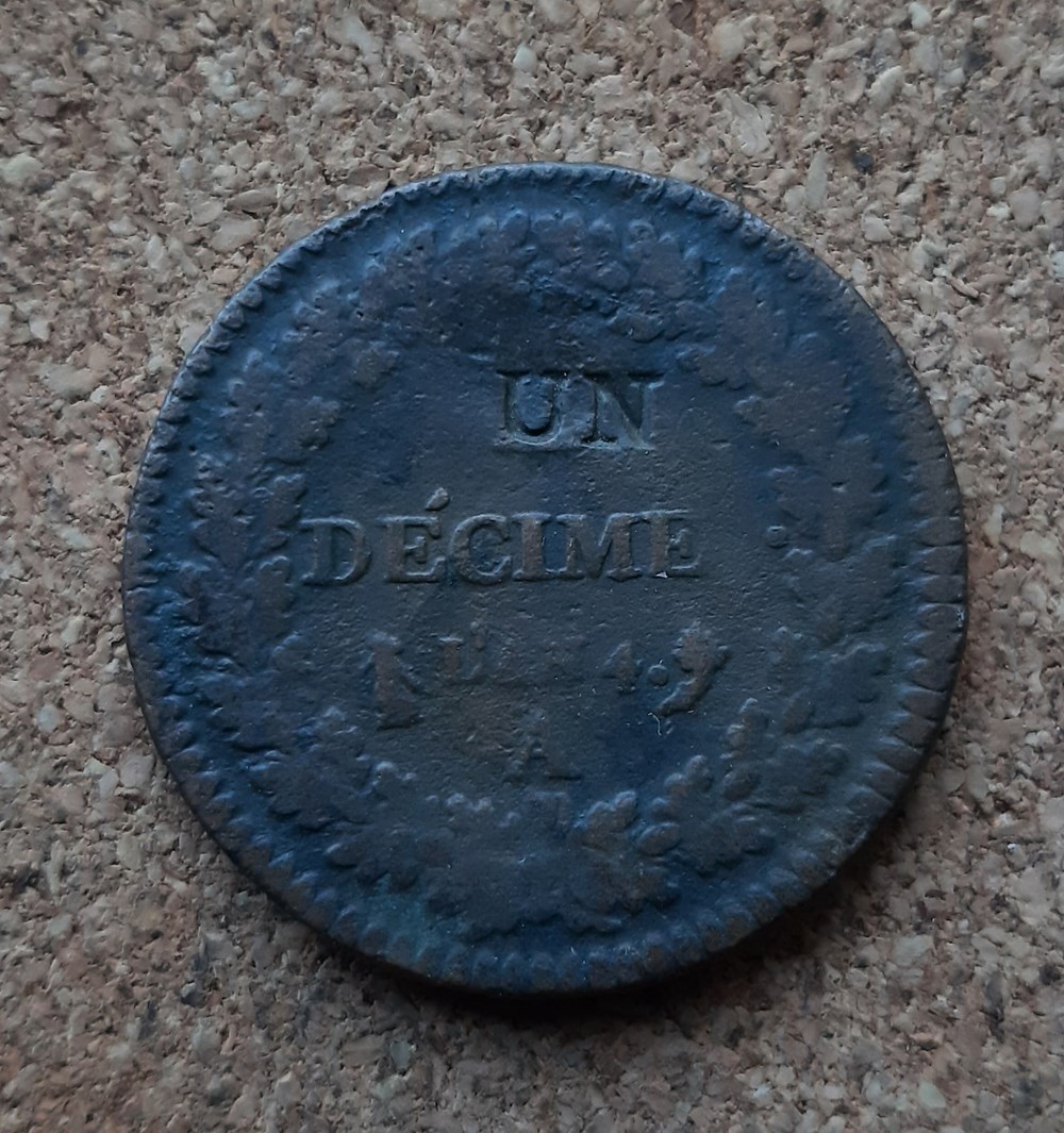 (1795-96) - UN décime AN 4 A – modification du 2 Décimes monnaies monde france 1795 96 un decime an 4 a modification du 2 decimes