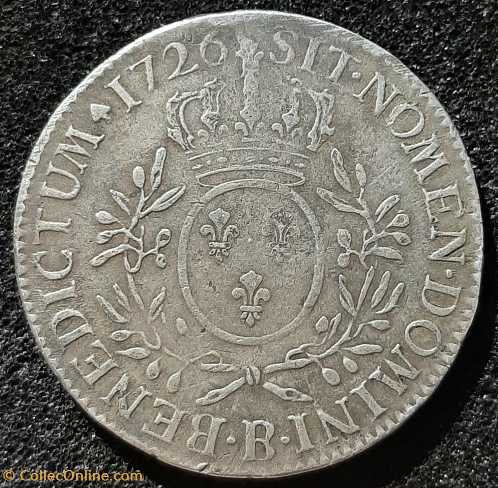 1726 - Écu aux branches d'olivier monnaies europe medievale france royales 1726 ecu aux branches olivier