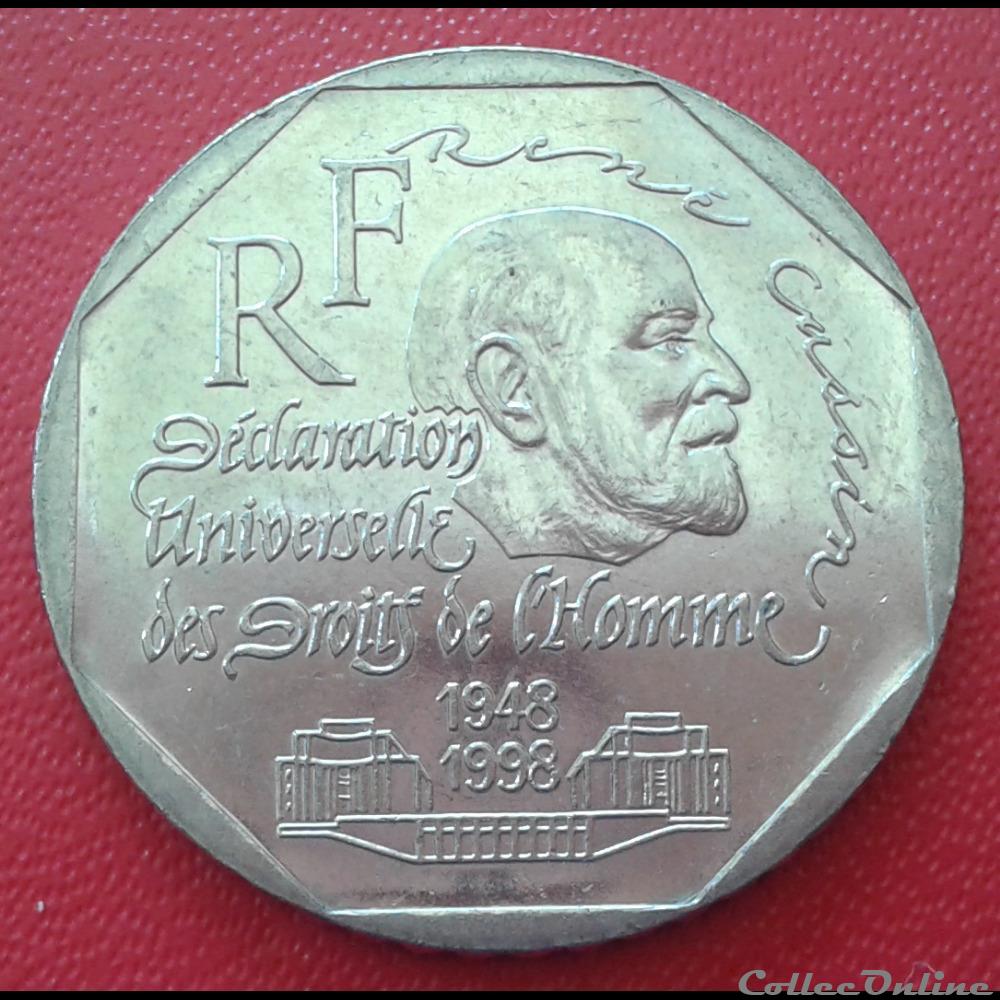1998 - 2 francs - René Cassin monnaies monde france 1998 2 francs rene cassin