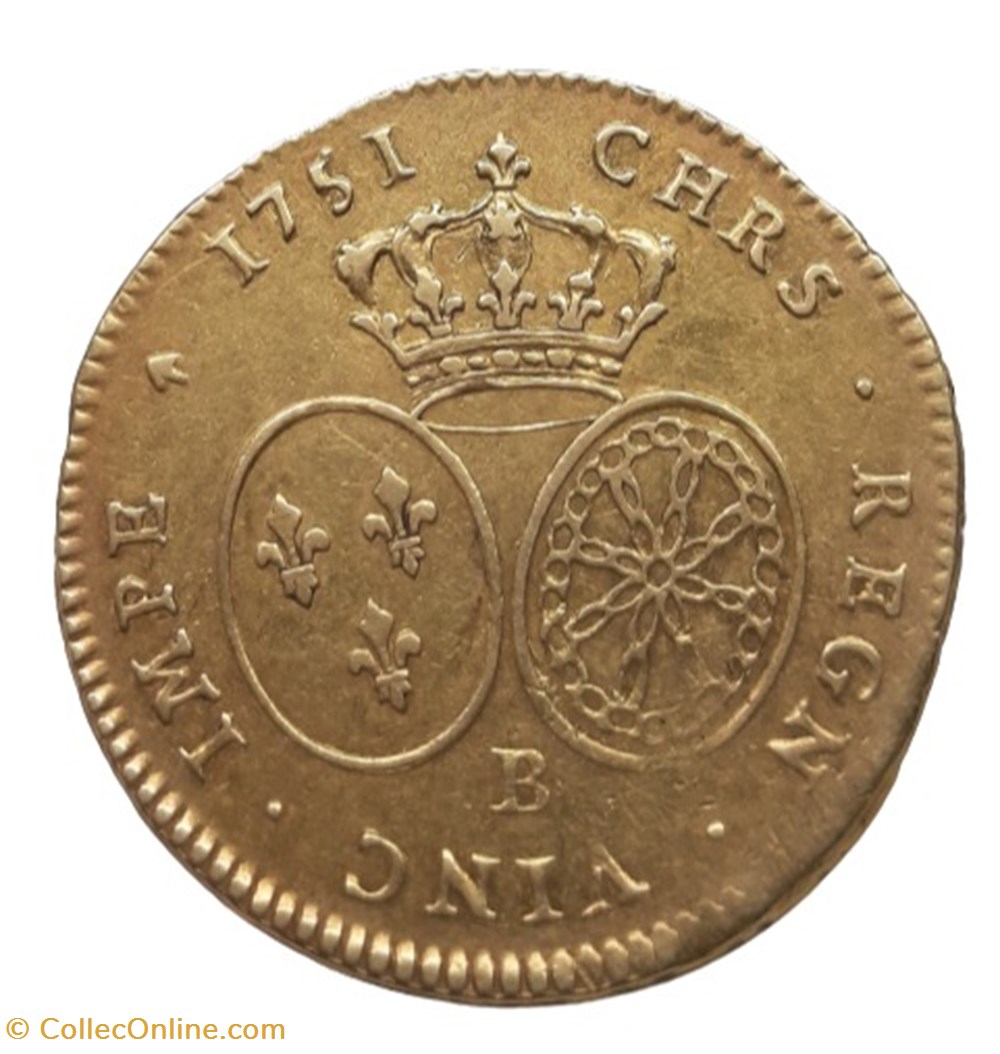 1751 - Double Louis d'or au bandeau monnaies europe medievale france royales 1751 double louis or au bandeau
