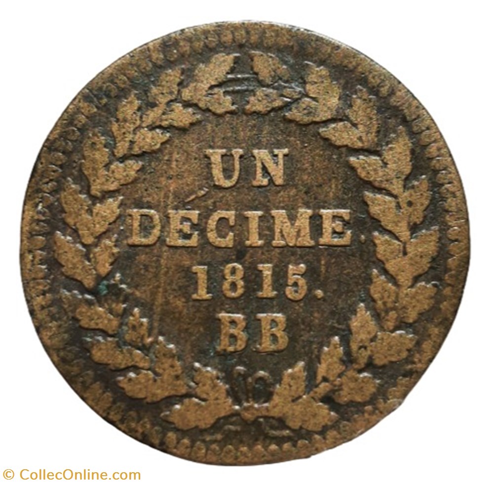 1815 BB - UN DECIME au L couronné monnaies monde france 1815 bb un decime au l couronne