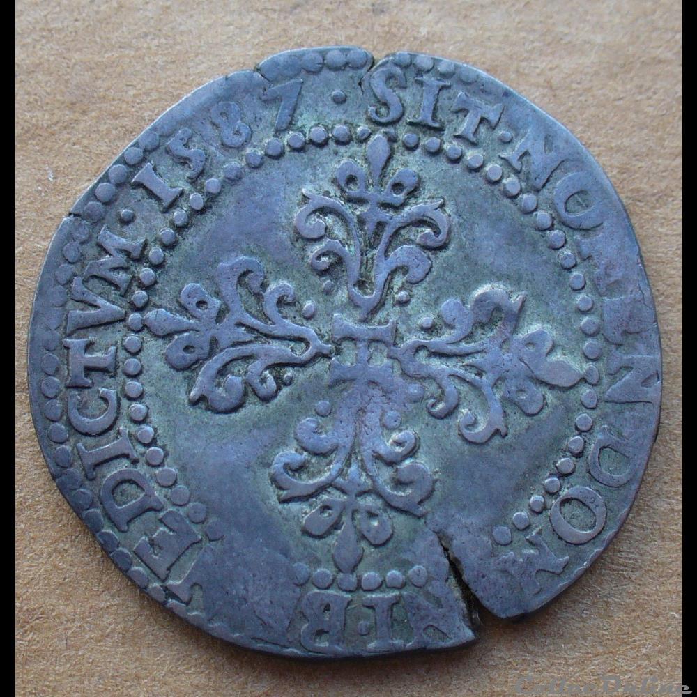 1587 - demi franc au col plat - 6ème type monnaies europe medievale france royales 1587 demi franc au col plat 6eme type