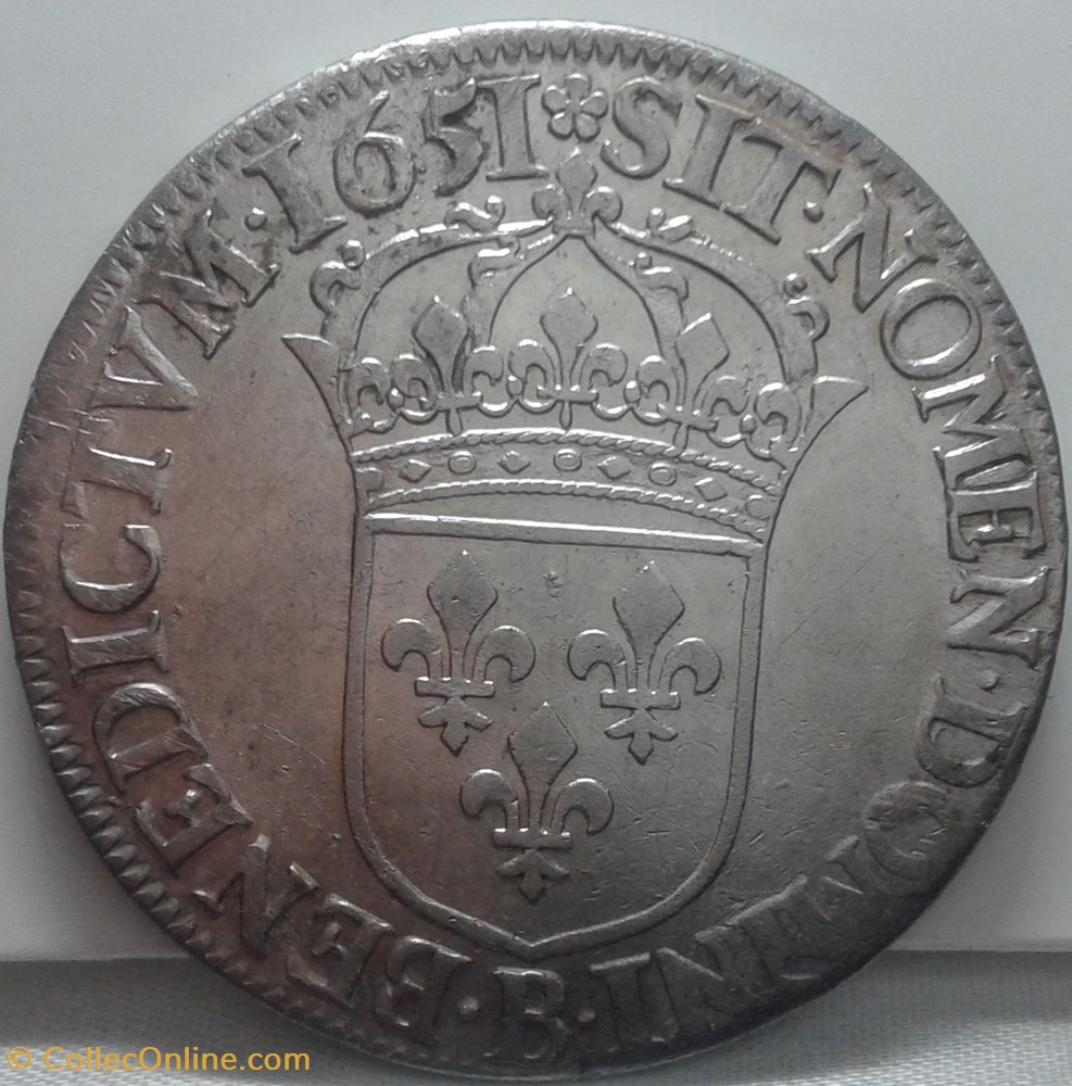 1651 - Ecu à la méche longue monnaies europe medievale france royales 1651 ecu a la meche longue