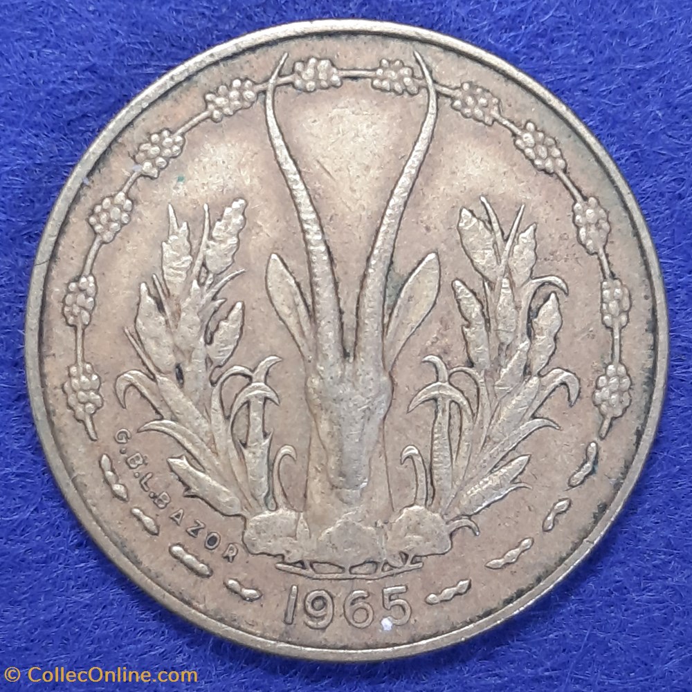 États Afrique de l'Ouest - 5 francs 1965 monnaies monde l etats afrique de ouest 5 francs 1965