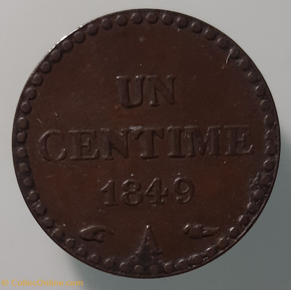 1849 A - 1 centime monnaies monde france 1849 a 1 centime