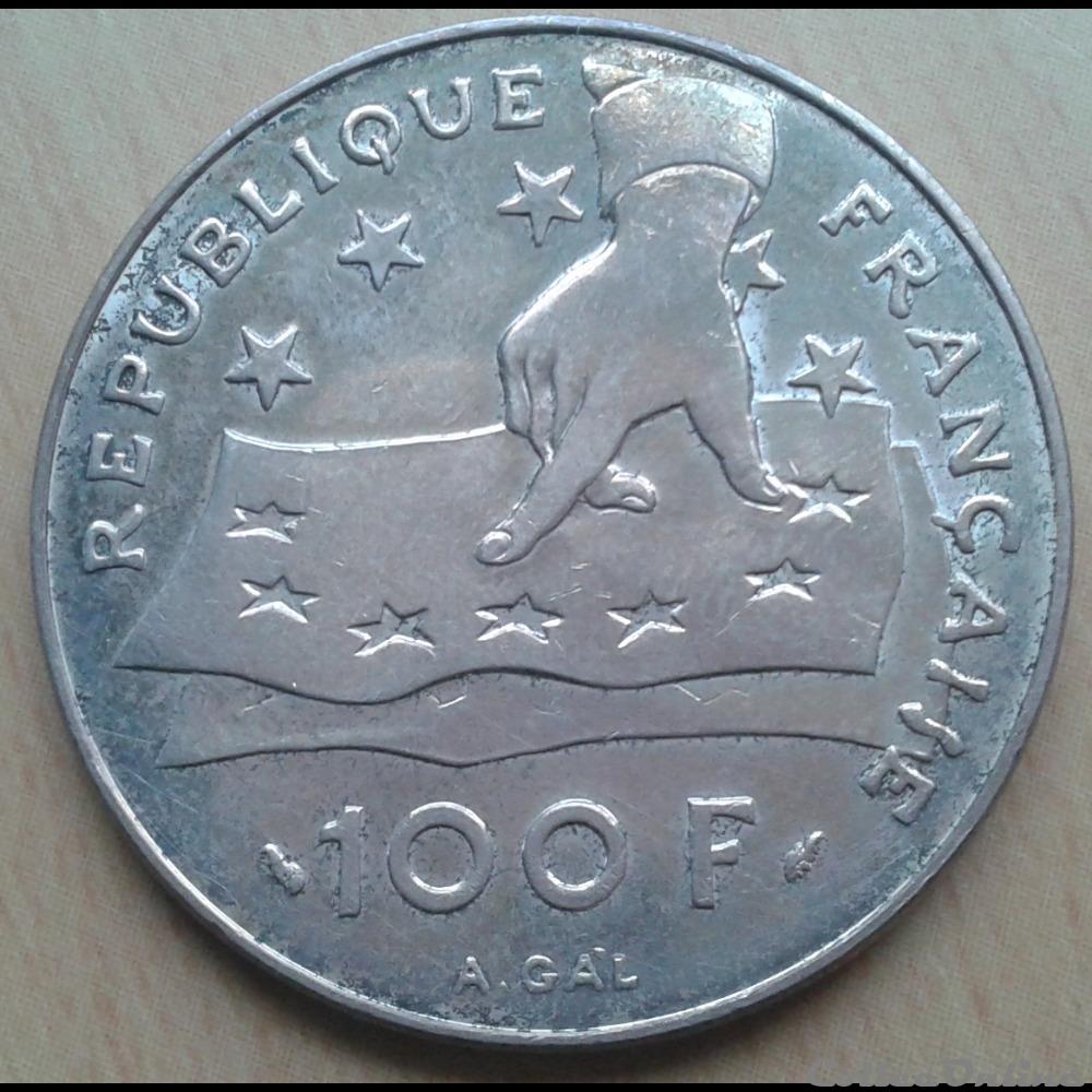 monnaies france modernes 1991 100 francs descartes