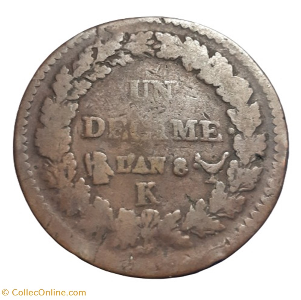 monnaies monde france 1799 1800 un decime an 8 k