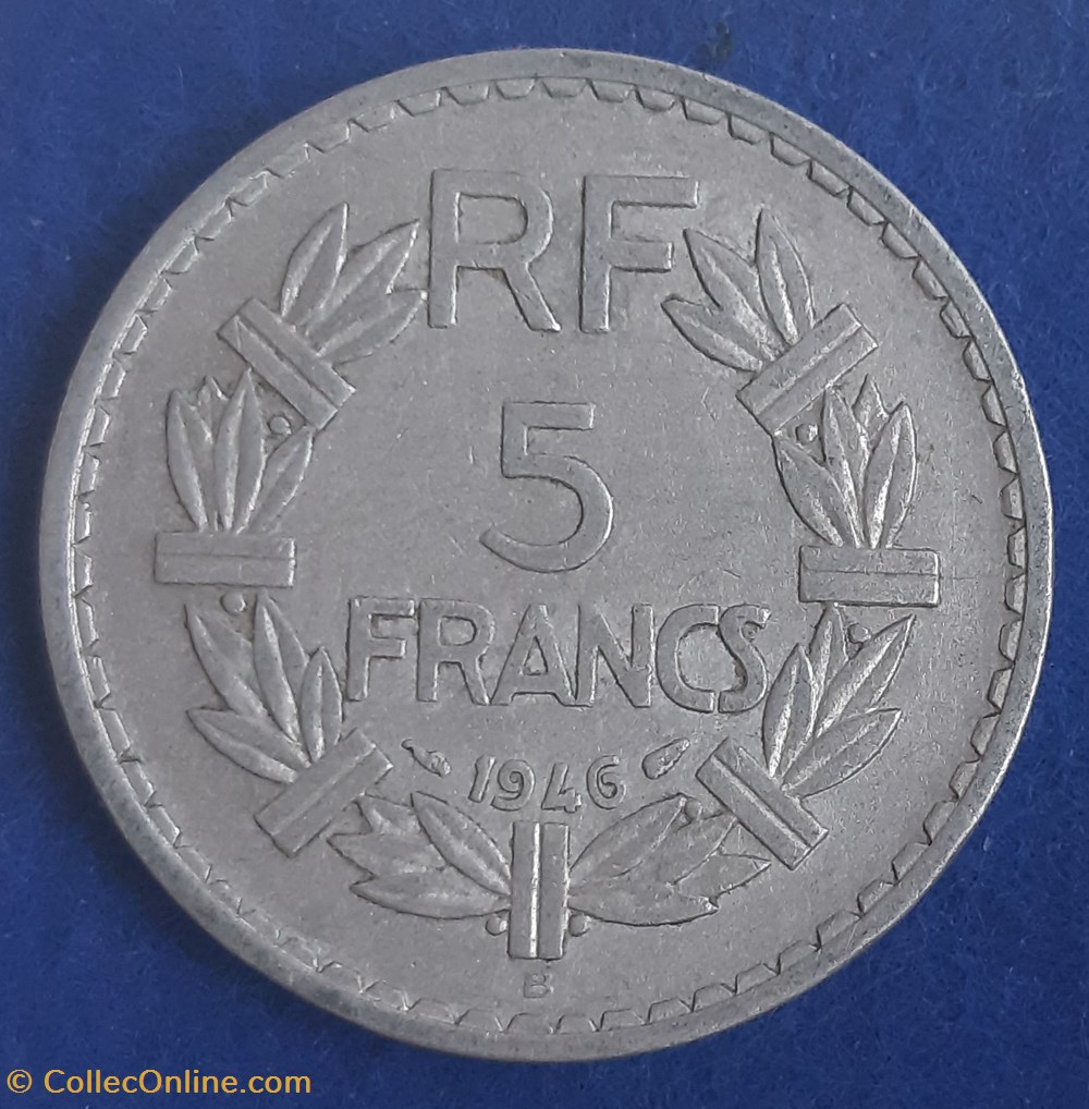 1946 B - 5 francs monnaies monde france 1946 b 5 francs