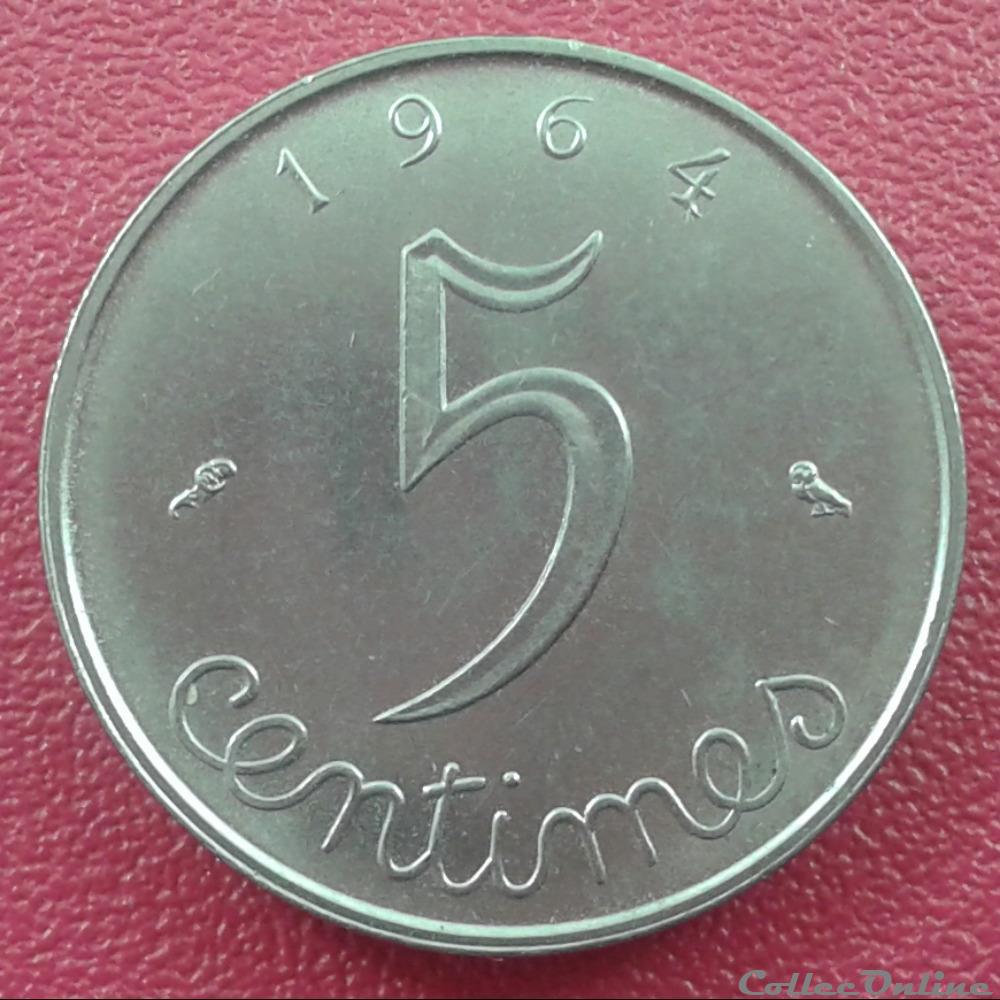 1964 - 5 centimes monnaies monde france 1964 5 centimes