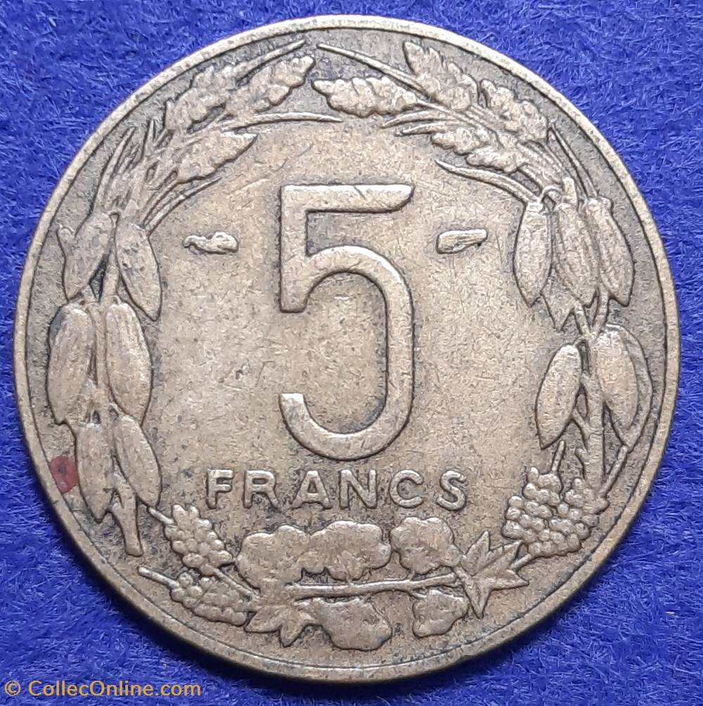Cameroun - 5 francs 1958 monnaies monde cameroun 5 francs 1958