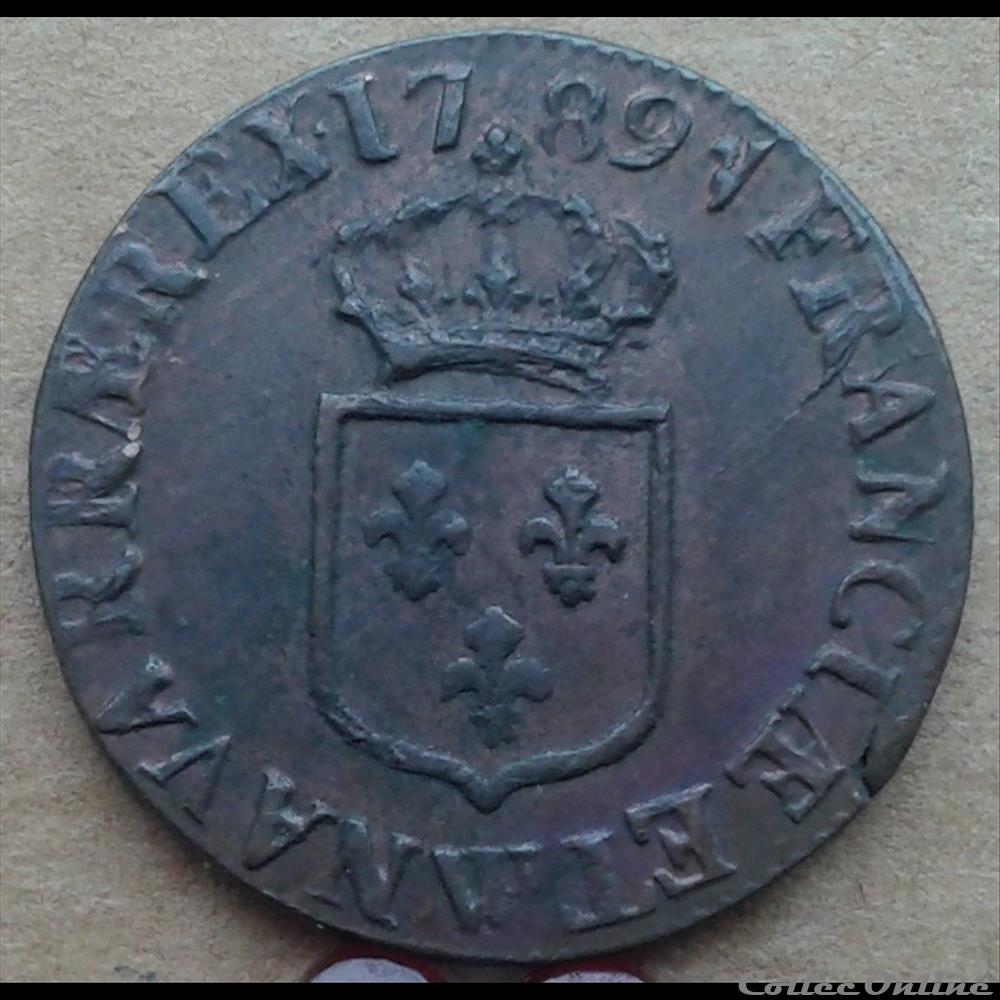 1789 W - 1/2 sol à l'écu - Louis XVI monnaies france royales 1789 w 1 2 sol a ecu louis xvi