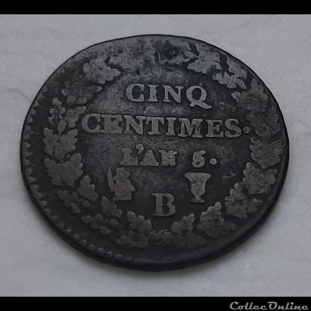 1796-97 - Directoire - 5 centimes L'AN 5 (2) monnaies monde france 1796 97 directoire 5 centimes an 5 2