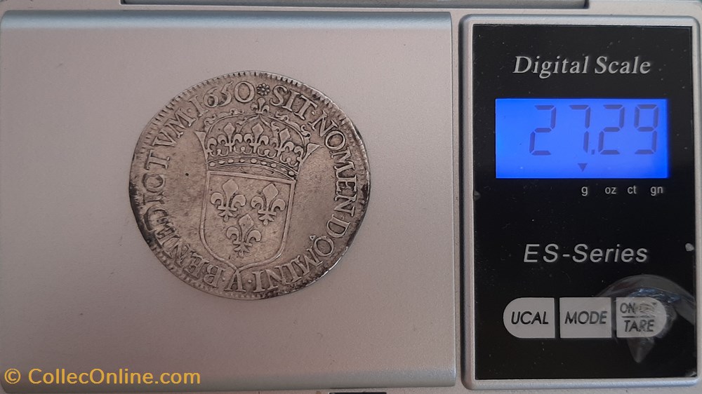 1650 A - Ecu à la mèche longue 4 monnaies france royales 1650 a ecu a la meche longue
