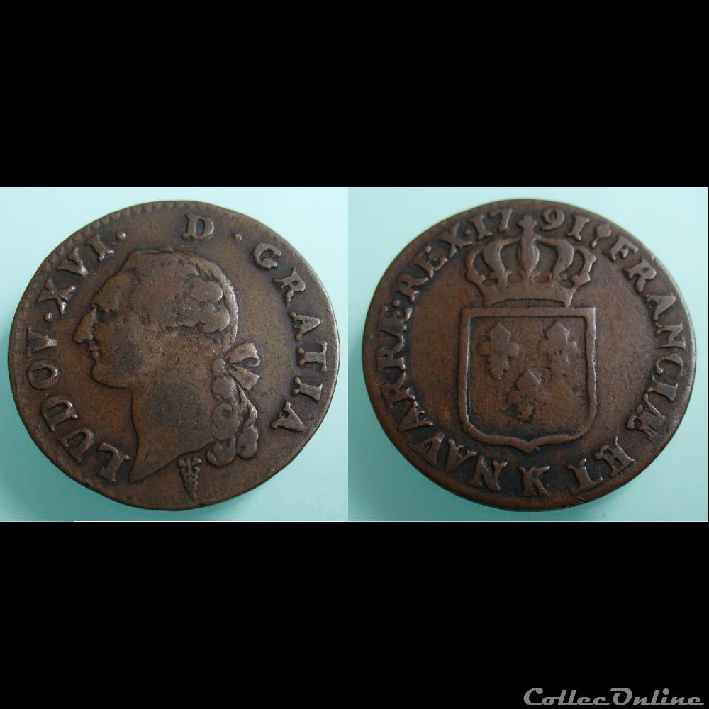 1791 K - Sol à l'écu - Louis XVI monnaies france royales 1791 k sol a ecu louis xvi