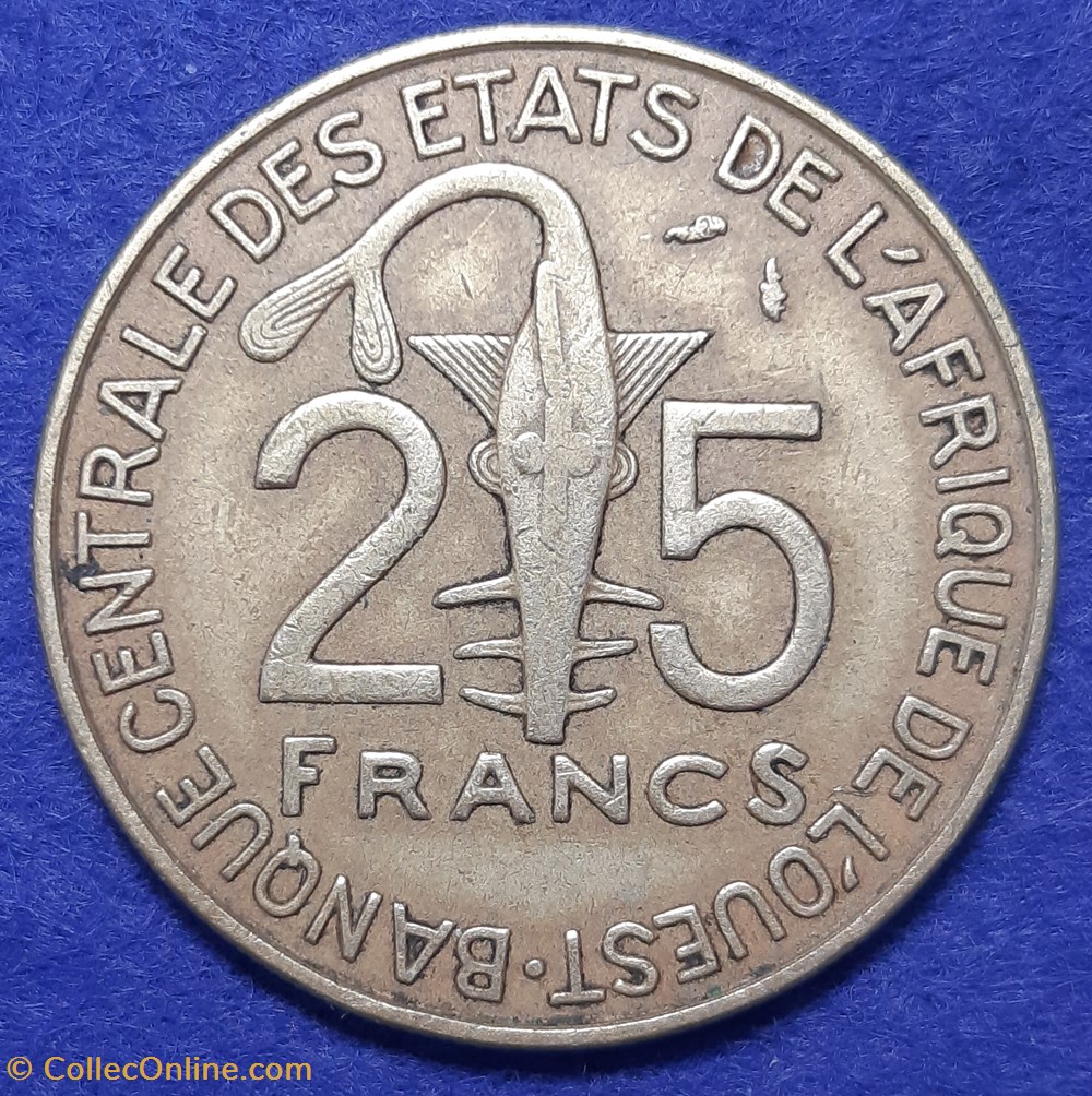 États Afrique de l'Ouest - 25 francs 1976 monnaies monde l etats afrique de ouest 25 francs 1976