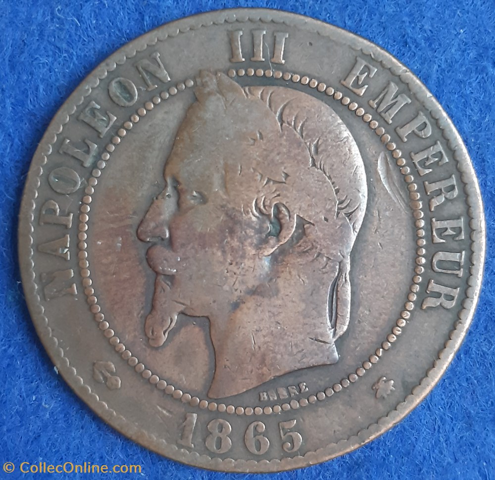 1865 A - 10 centimes monnaies monde france 1865 a 10 centimes