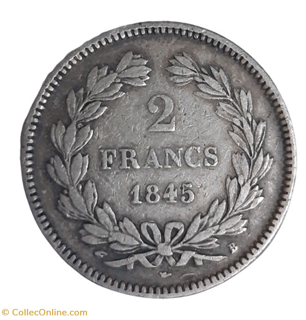 1845 - 2 francs monnaies monde france 1845 2 francs