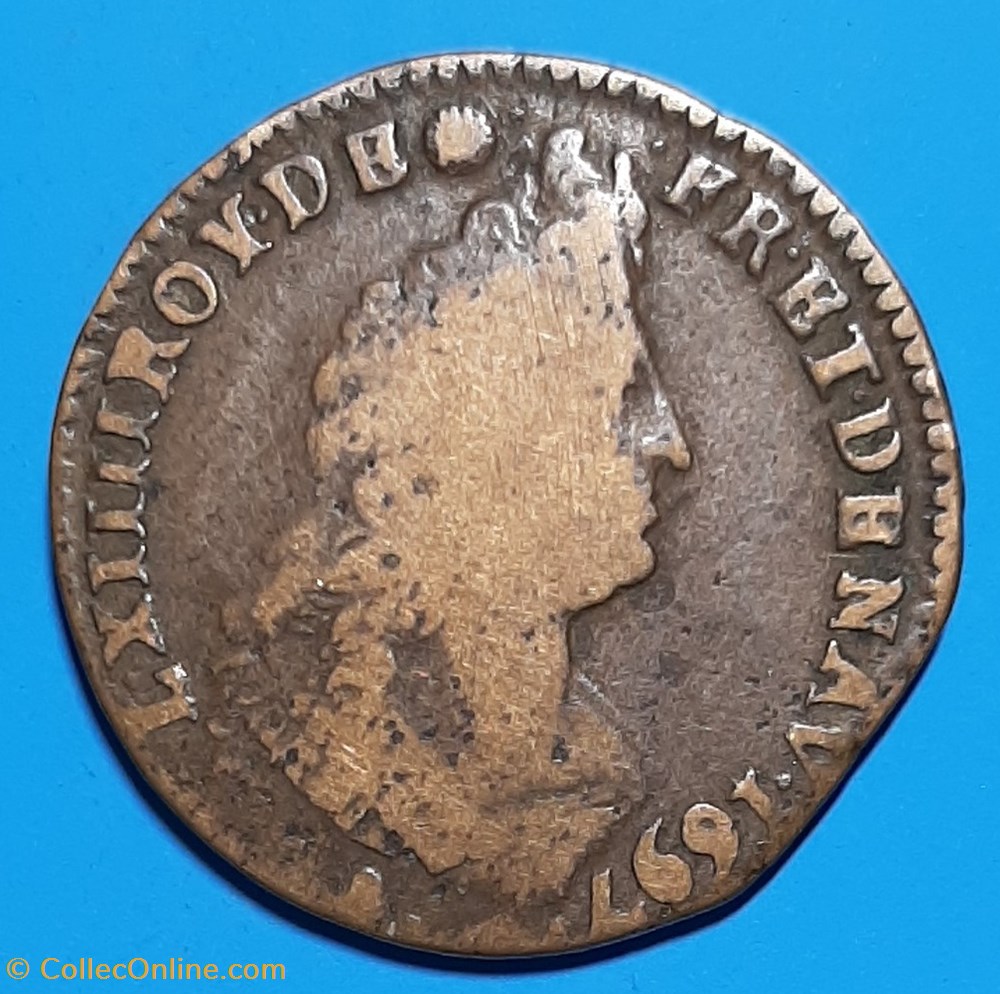 1697 T - Liard de France monnaie 1697 t liard de france