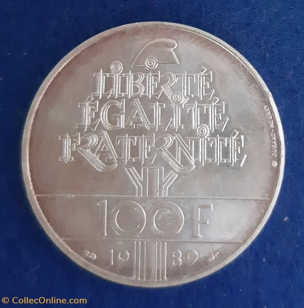 1989 - 100 francs commémorative monnaies monde france 1989 100 francs commemorative