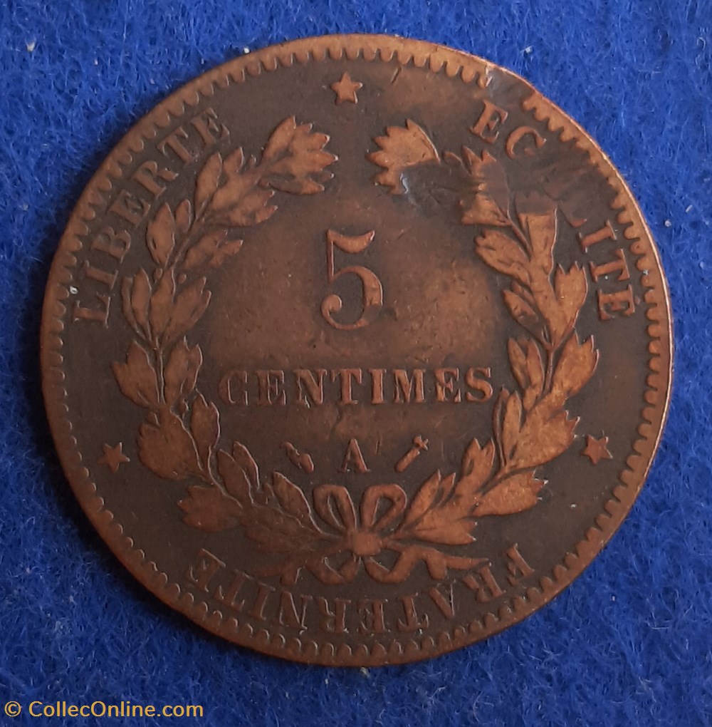 1881 A - 5 centimes monnaies monde france 1881 a 5 centimes