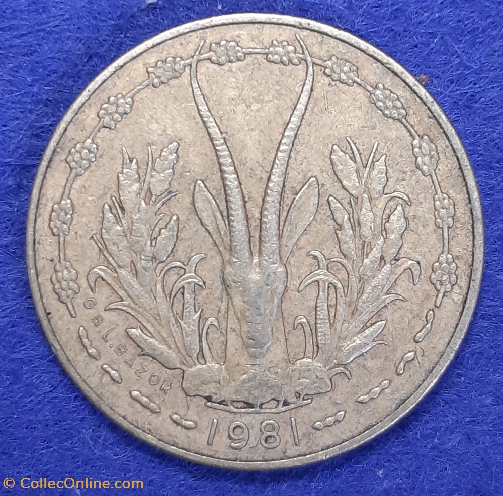 États Afrique de l'Ouest - 5 francs 1981 monnaies monde l etats afrique de ouest 5 francs 1981