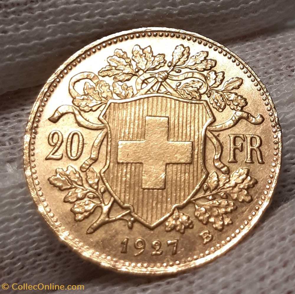 monnaies monde suisse 20 francs or 1927 b