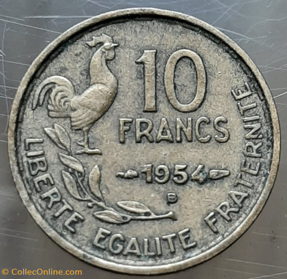 1954 B - 10 francs monnaies monde france 1954 b 10 francs