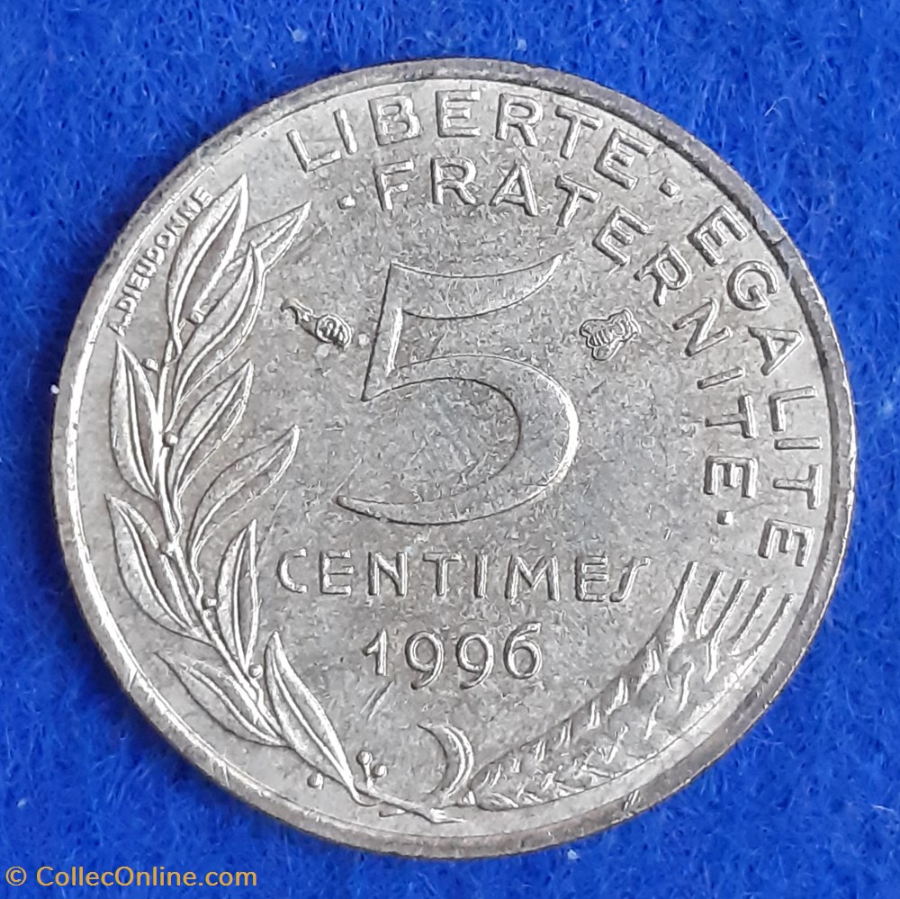 1996 - 5 centimes monnaies monde france 1996 5 centimes