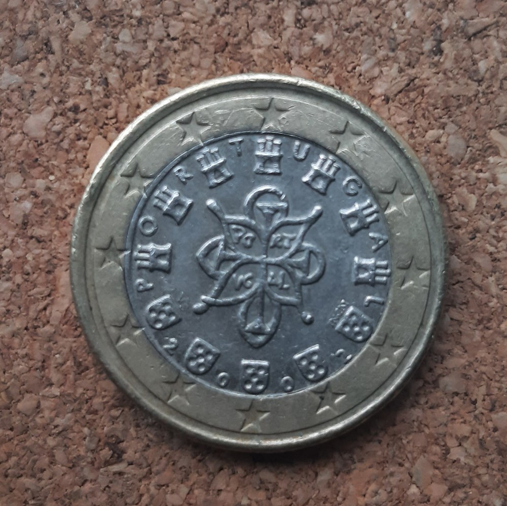 Portugal – 1 euro 2002 – insert décalé monnaies euros portugal 1 euro 2002 insert decale
