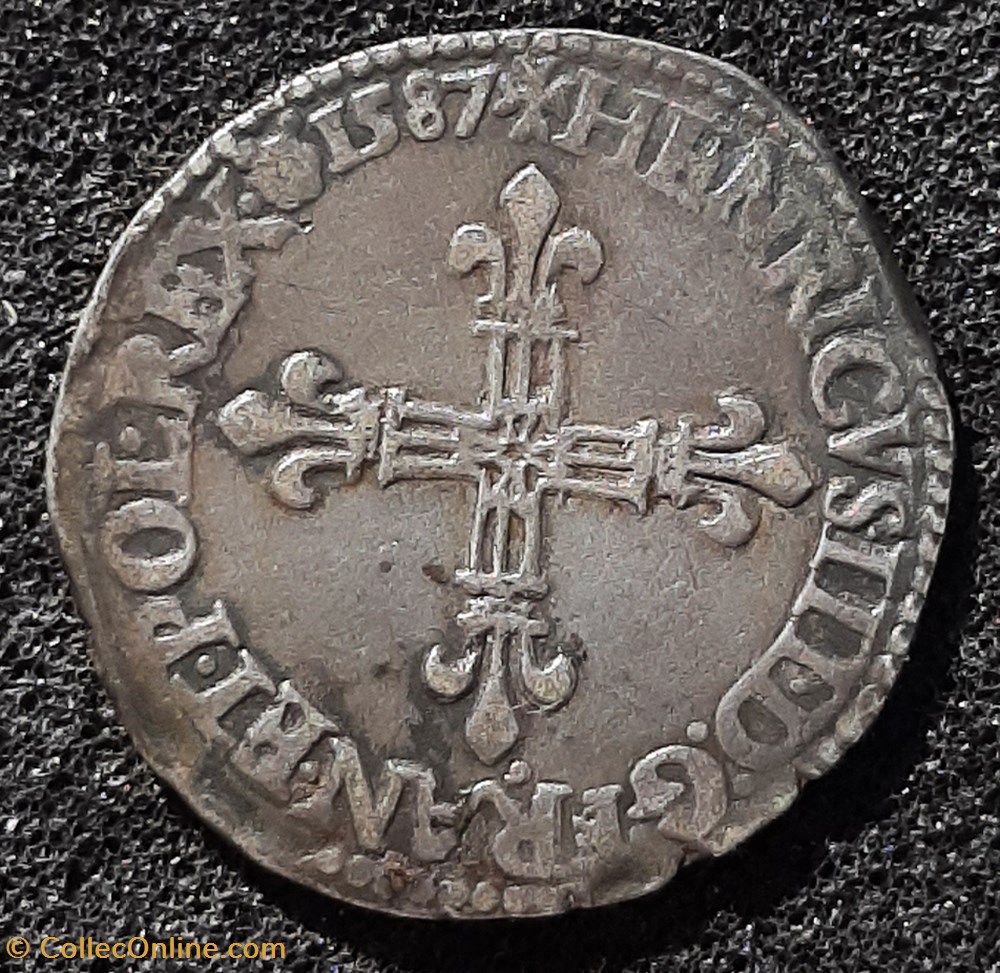 monnaies europe medievale france royales 1587 1 4 ecu croix de face